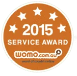 WOMO 2015 customer service award badge