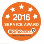 WOMO 2016 customer service award badge